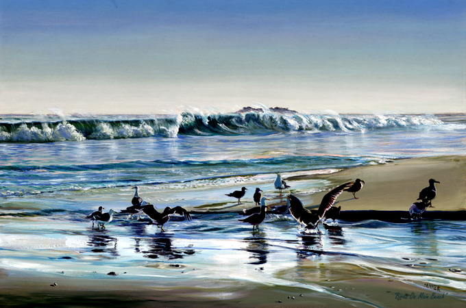 Birds On Main Beach. Click here to see enlargement. © Ruth Mayer Fine Art.