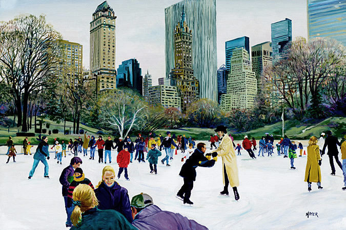 Central Park Skaters. Click here to see enlargement. © Ruth Mayer Fine Art.